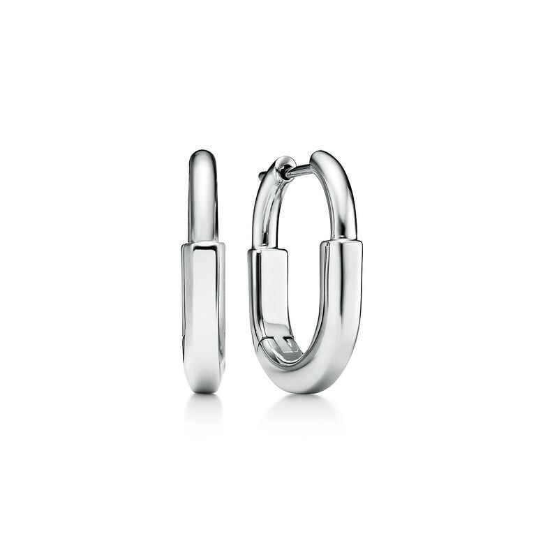 Tiffany Lock Small Earrings in White Gold, , hi-res
