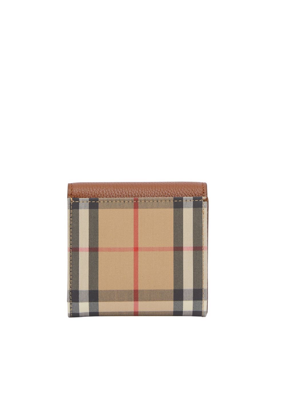 vintage check and grainy leather folding wallet