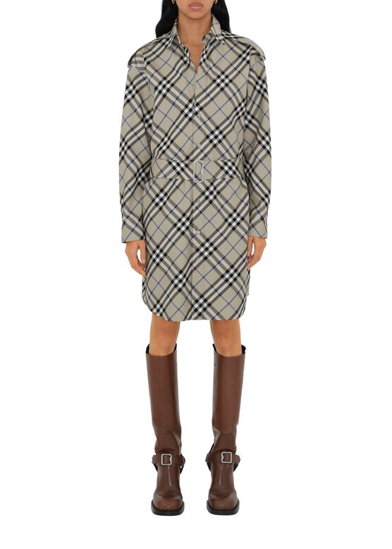 Check Cotton Shirt Dress, , hi-res