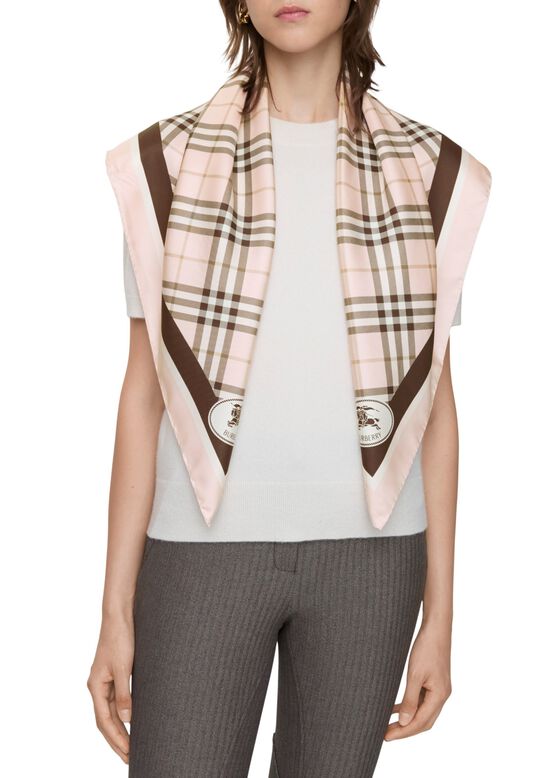 Check Knight Stamp Silk Scarf, , hi-res