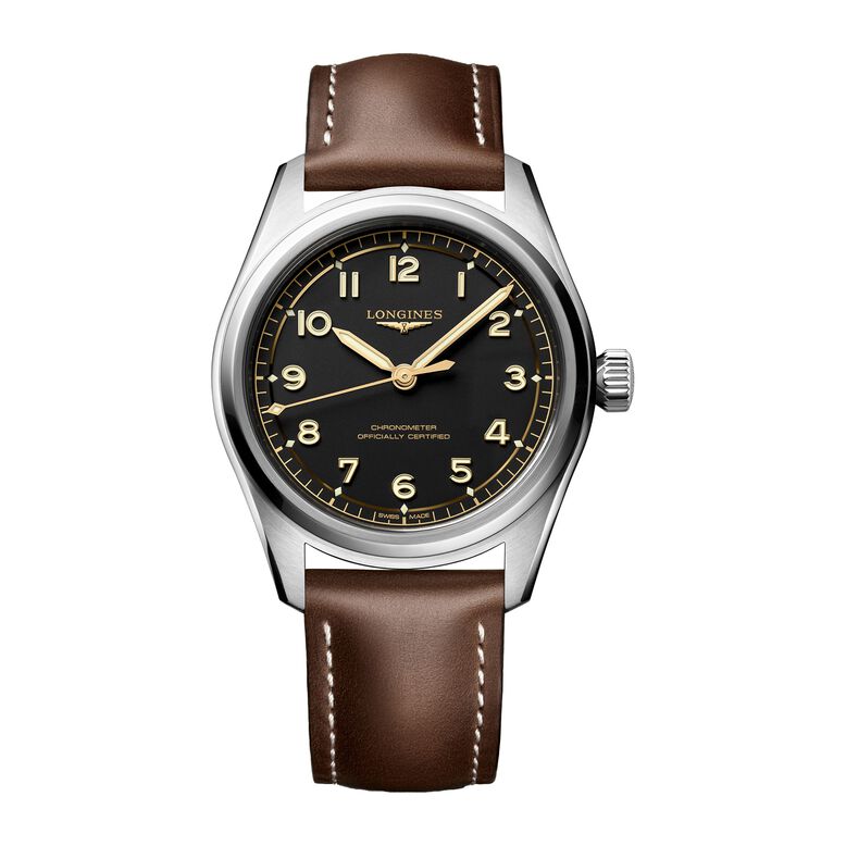 Spirit Pilot 3 Hands 39mm Mens Watch Leather Black, , hi-res