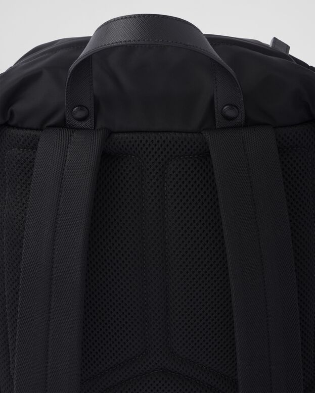 Re-Nylon and Saffiano leather backpack, , hi-res