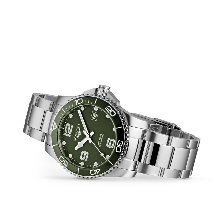HydroConquest 41mm Stainless Steel Mens Watch - Green, , hi-res