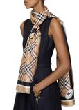 Check Knight Stamp Silk Scarf, , hi-res