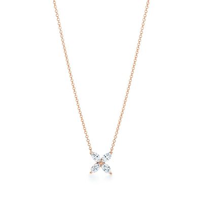 Tiffany Victoria® pendant in 18k rose gold with diamonds, medium