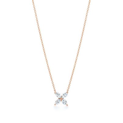 Tiffany Victoria&reg; pendant in 18k rose gold with diamonds, medium, , hi-res