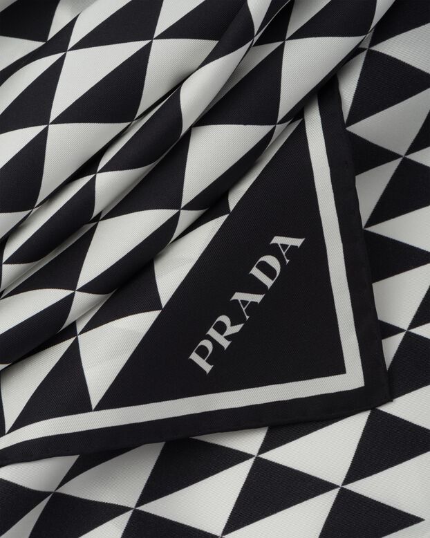 Printed silk twill scarf, , hi-res