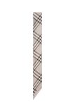 Skinny Contrast Check Silk Scarf, , hi-res
