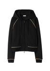 Check Trim Cotton Blend Zip Hoodie
