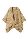 Check Wool Cashmere Cape, , hi-res
