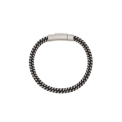 Grey And Black Metal Mesh Bracelet Steel Finish Boxed,