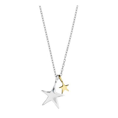Double Stars Silver Gold Necklace - Silver