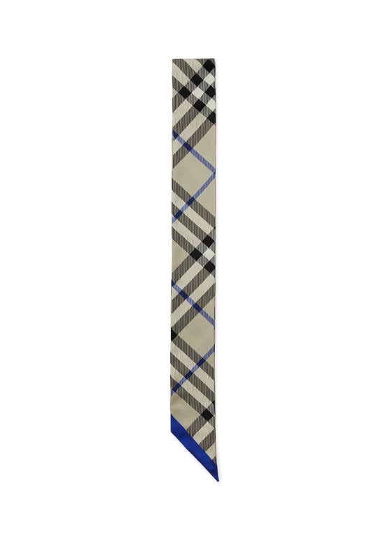 Skinny Check Silk Scarf, , hi-res
