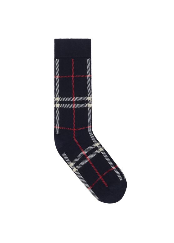 Check Cotton Cashmere Blend Socks, , hi-res