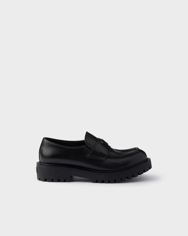 Brushed leather loafers, , hi-res