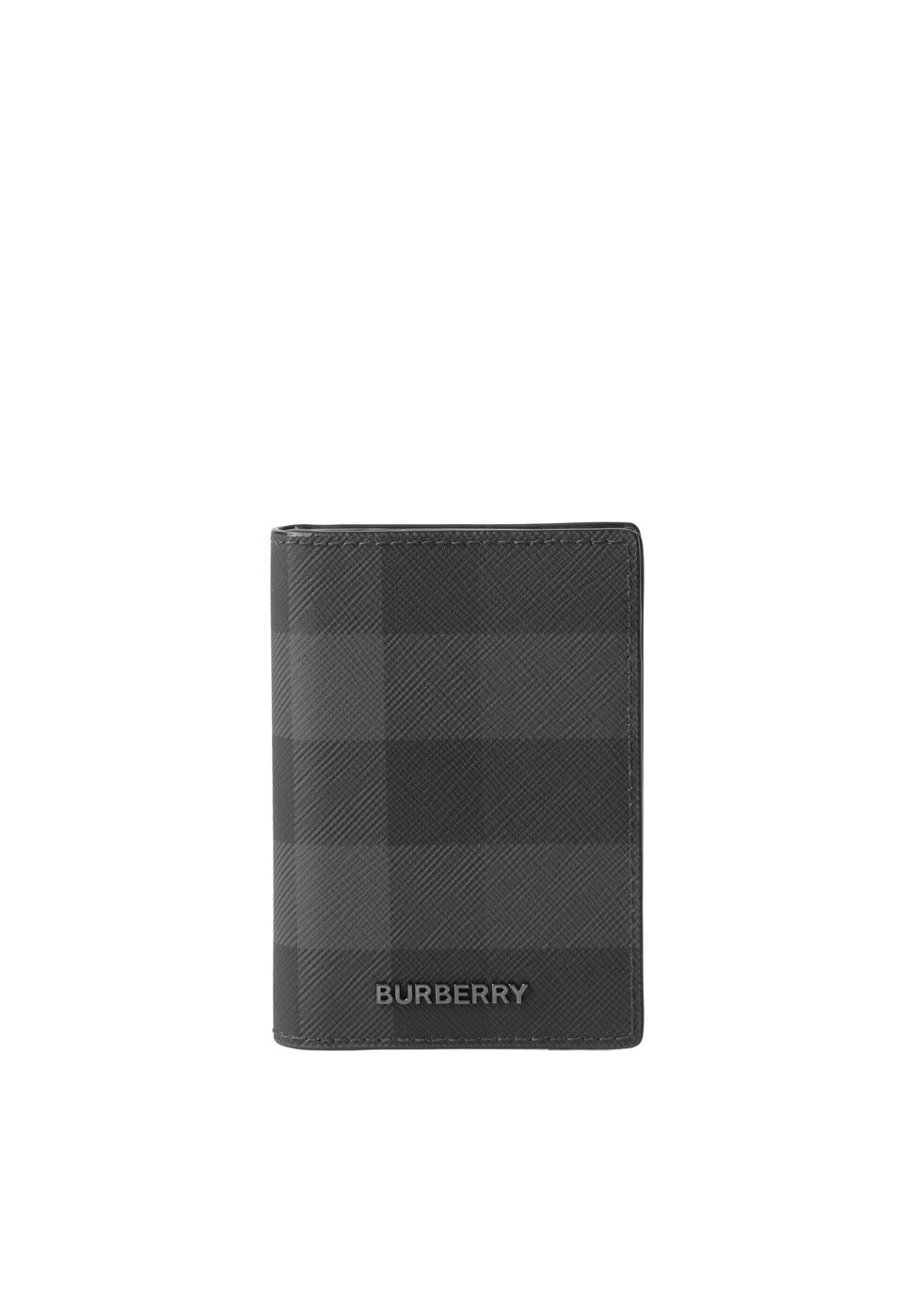 Check and Leather Folding Card Case
