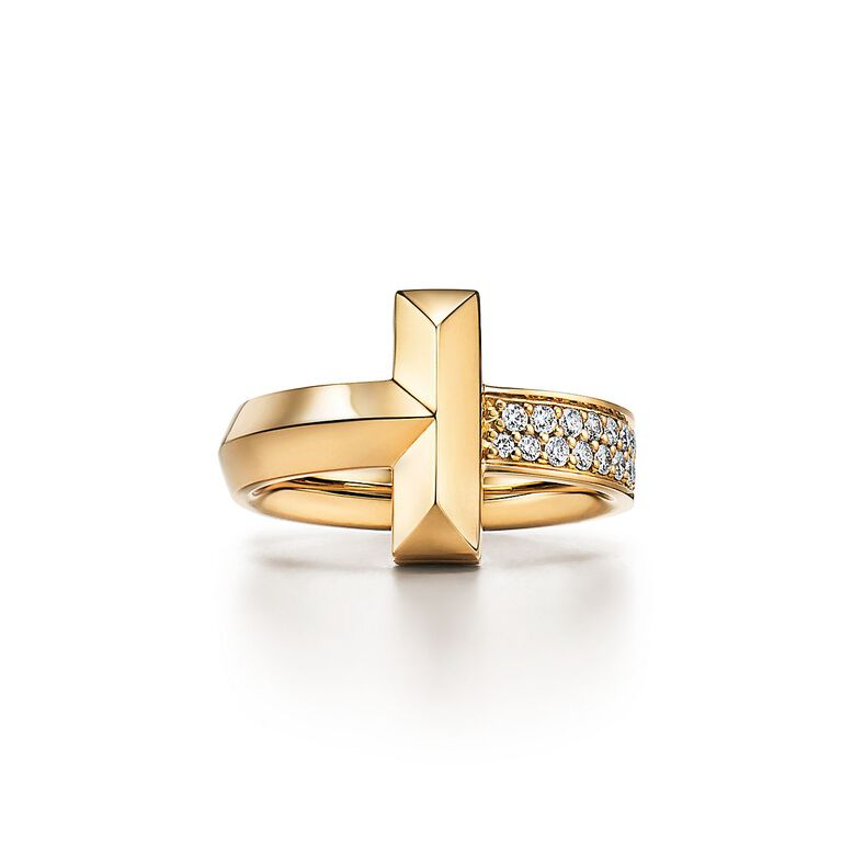 Tiffany T T1 Ring in Yellow Gold with Diamonds - Size 6 1/2, , hi-res