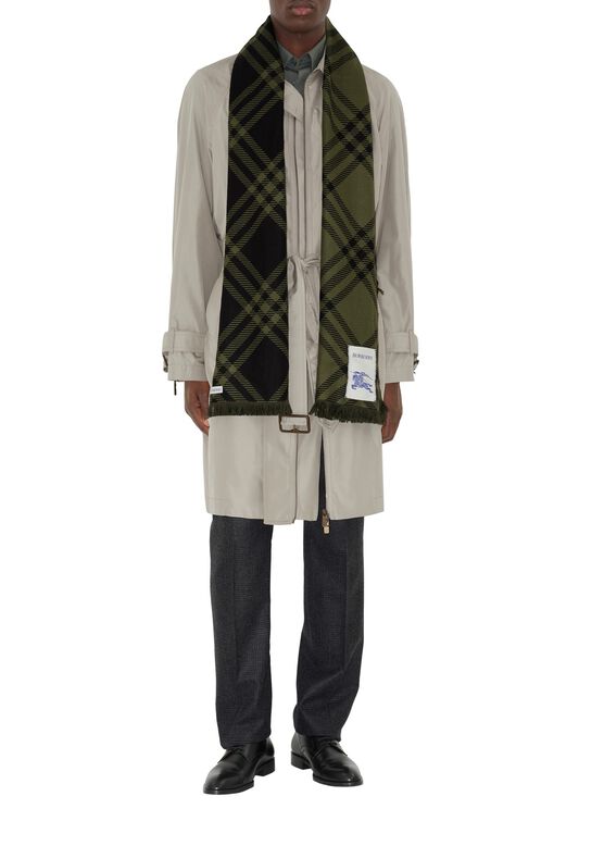 Wide Check Wool Silk Scarf, , hi-res
