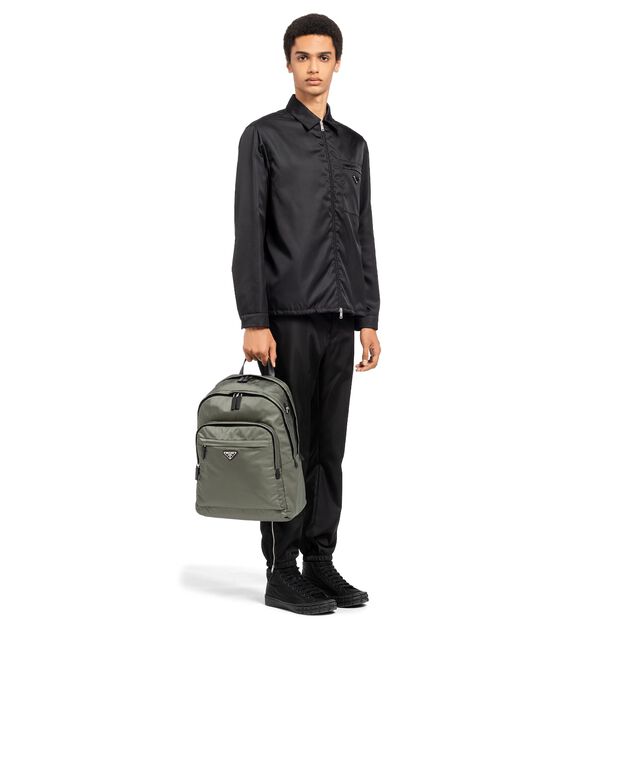 Re-Nylon and Saffiano leather backpack, , hi-res