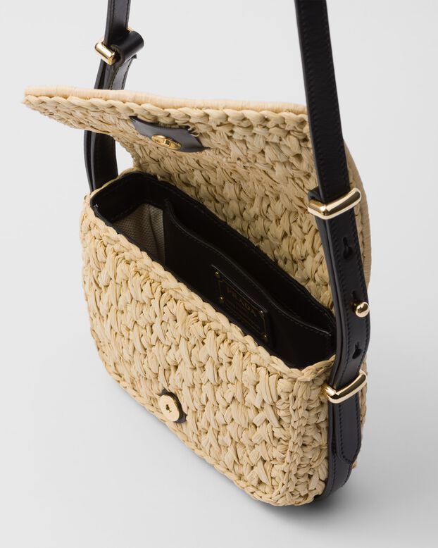 Crochet and leather shoulder bag, , hi-res