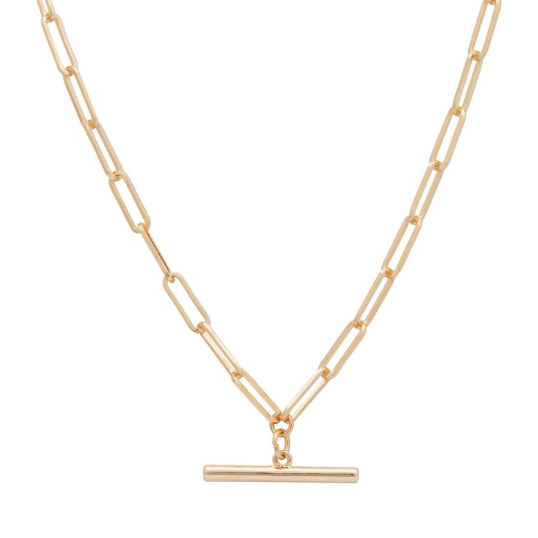 Paperlink T-Bar Necklace Gold, , hi-res