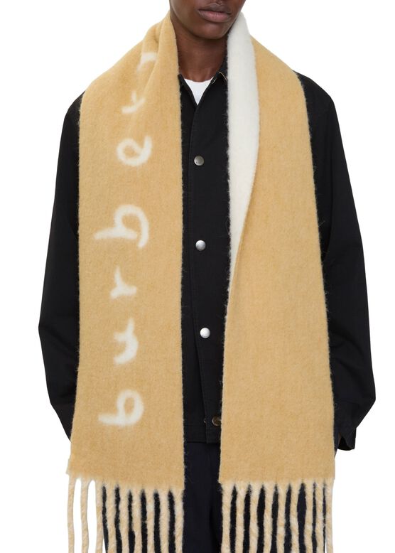 Reversible Logo Alpaca Wool Blend Scarf, , hi-res