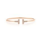 Tiffany T Diamond Wire Bracelet in Rose Gold - Size Medium