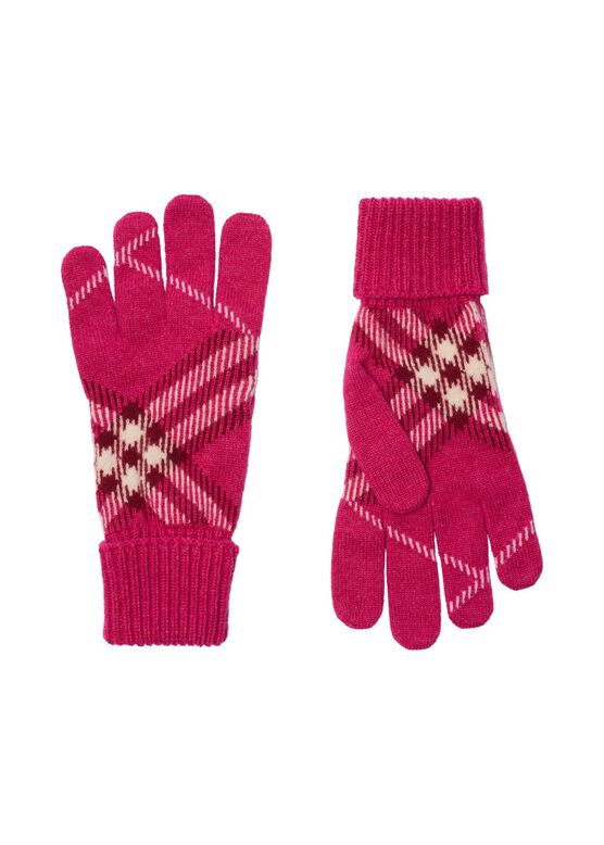 Check Cashmere Blend Gloves, , hi-res