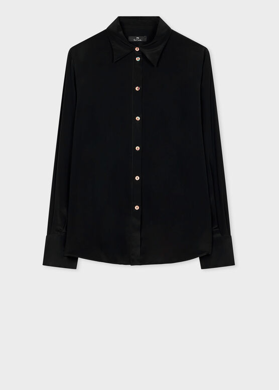 PS Paul Smith Women&#39;s Black Silk-Blend Blouse, , hi-res