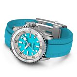 Superocean Automatic 36 Stainless Steel Turquoise Rubber Watch, , hi-res