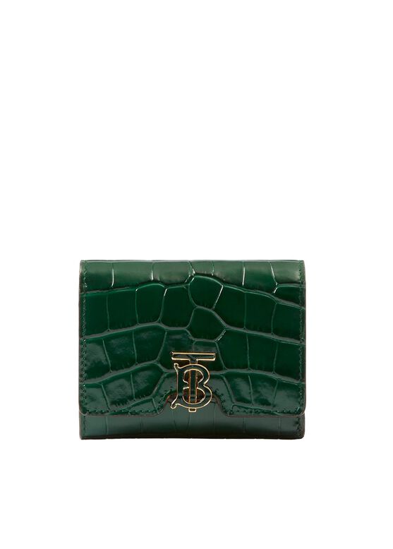 Embossed Leather TB Compact Wallet, , hi-res