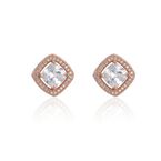 Pave Rose Gold Society Square Earring 
