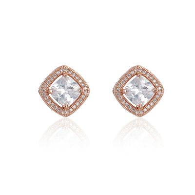 Pave Rose Gold Society Square Earring 