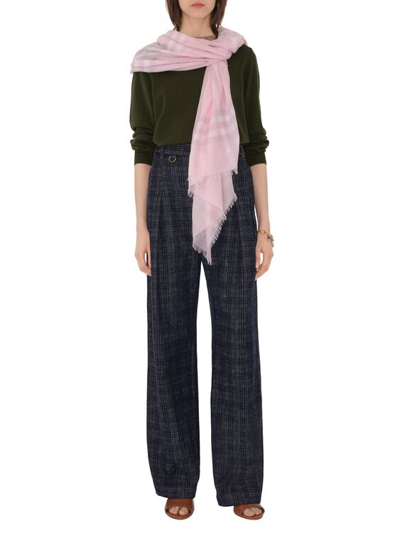 Wide Check Wool Scarf, , hi-res