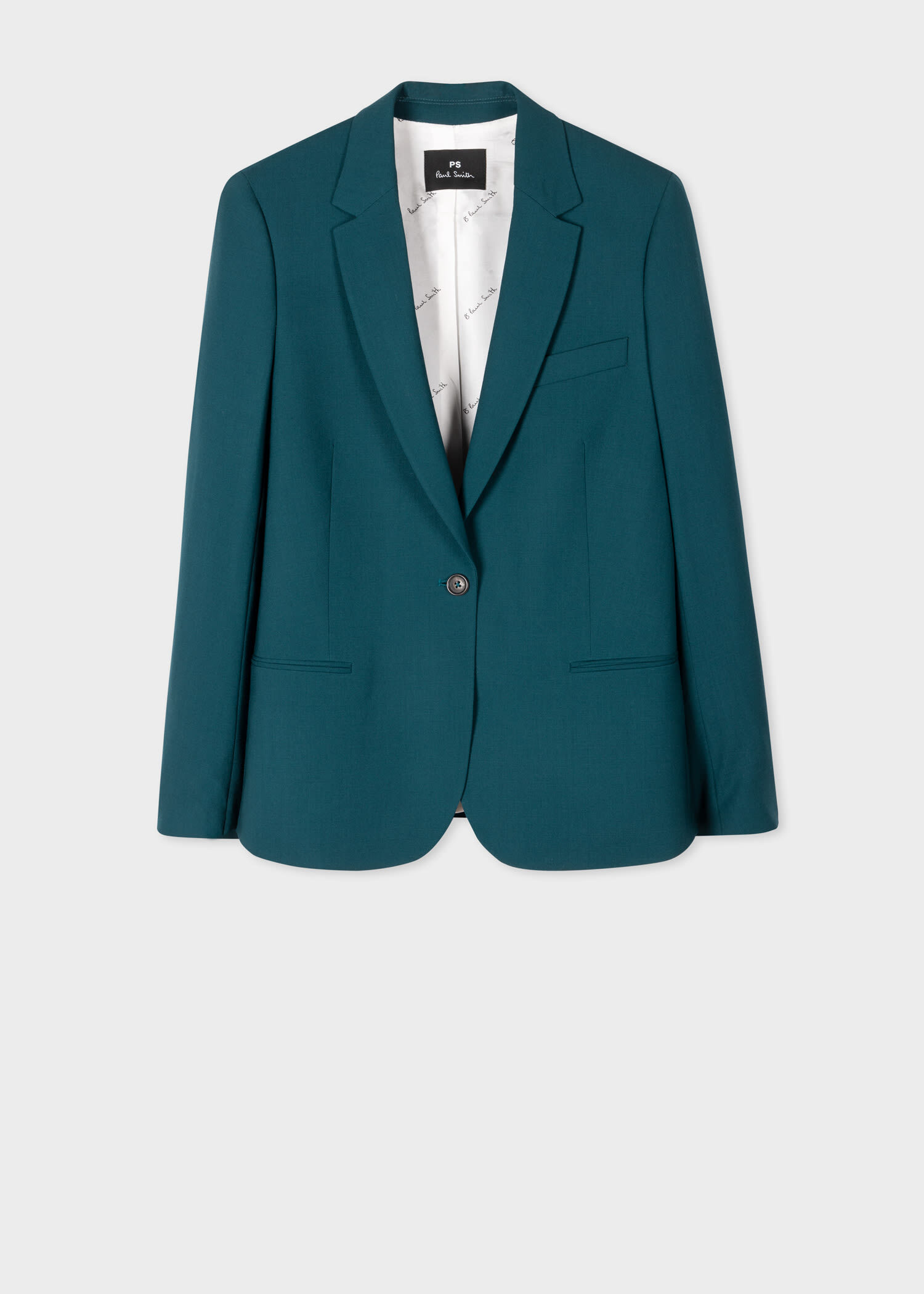 Women s Teal Wool Hopsack Slim Blazer