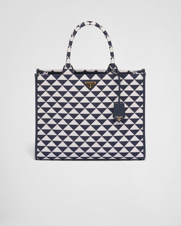 Large Prada Symbole embroidered fabric handbag, , hi-res