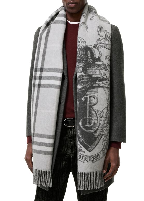 Reversible Etched Knight Cashmere Scarf, , hi-res