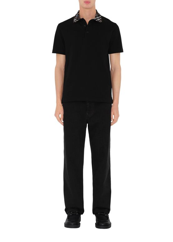 Check Collar Cotton Polo Shirt, , hi-res
