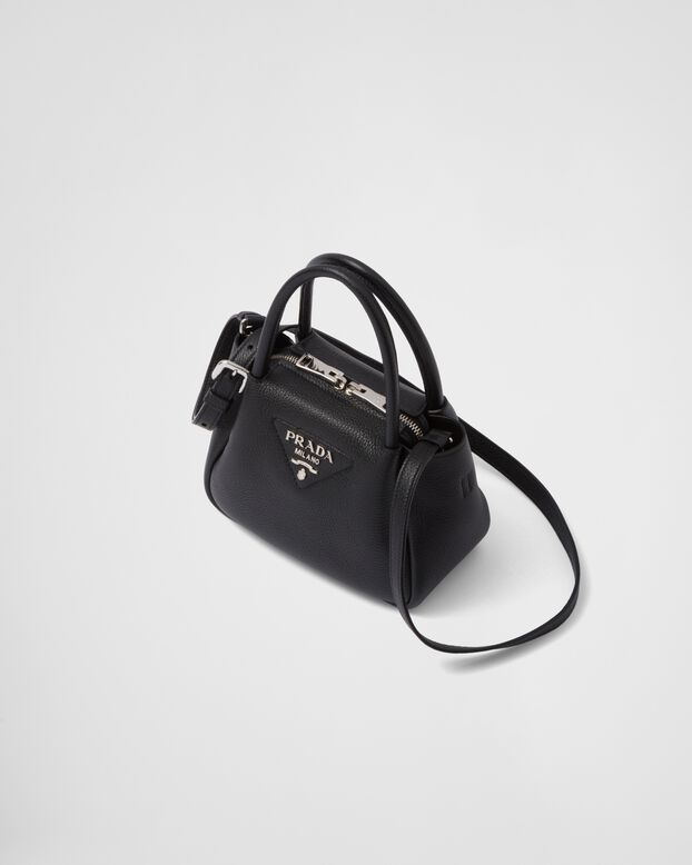Leather mini handbag with zipper closure, , hi-res