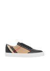 House Check Cotton and Leather Sneakers, , hi-res