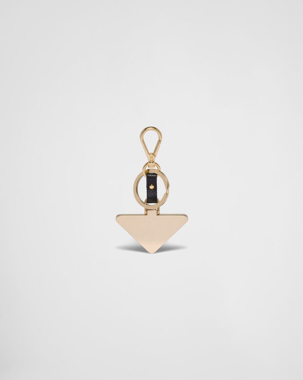Saffiano Leather and Metal Keychain, , hi-res