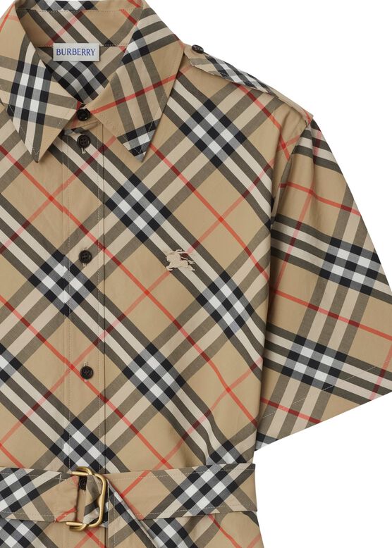 Check Cotton Shirt Dress, , hi-res