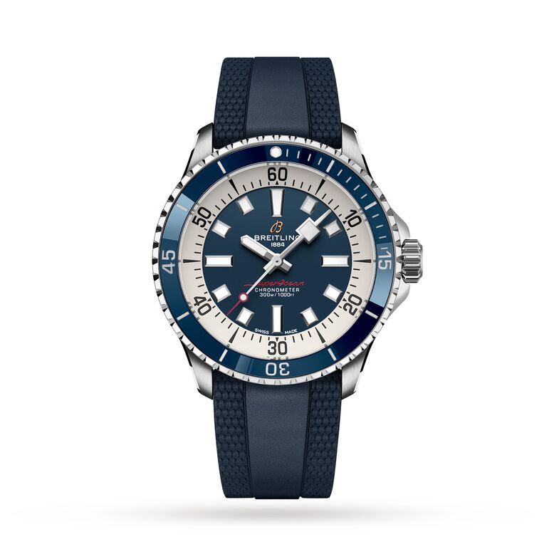 Superocean Automatic 42 Stainless Steel Rubber Strap Watch, , hi-res