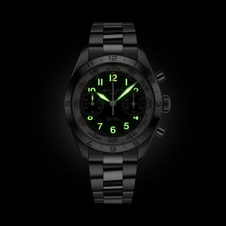 Flying Officer Chronograph Automatic 40mm Unisex Watch Black Dial, , hi-res