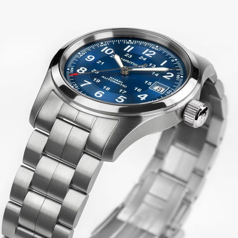 Khaki Field Auto 38mm Unisex Watch Blue, , hi-res