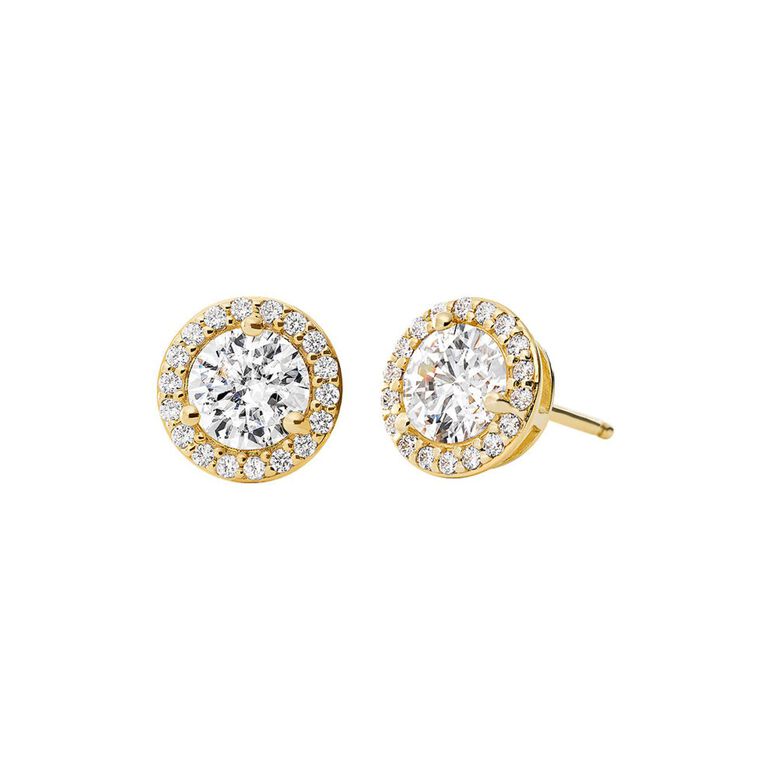 CZ Round Stud Gold, , hi-res