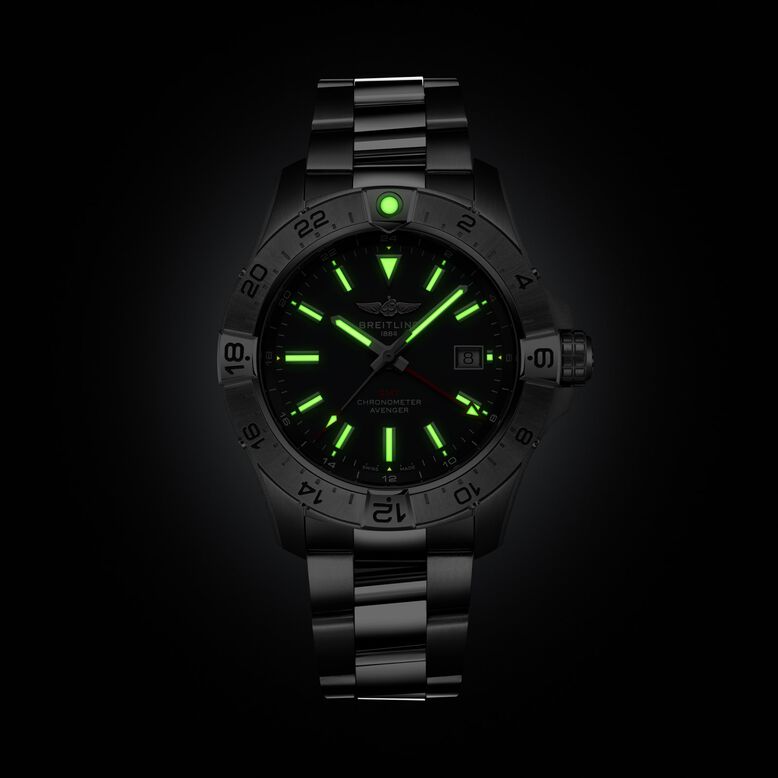 Avenger Automatic GMT Wings UK Edition 44mm Mens Watch Anthracite Dial Stainless Steel Bracelet, , hi-res