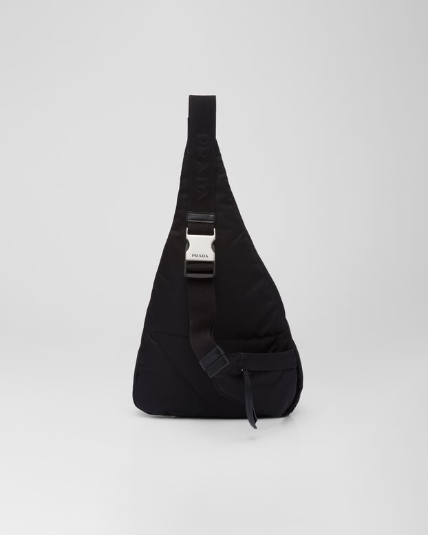 Re-Nylon and leather backpack, , hi-res