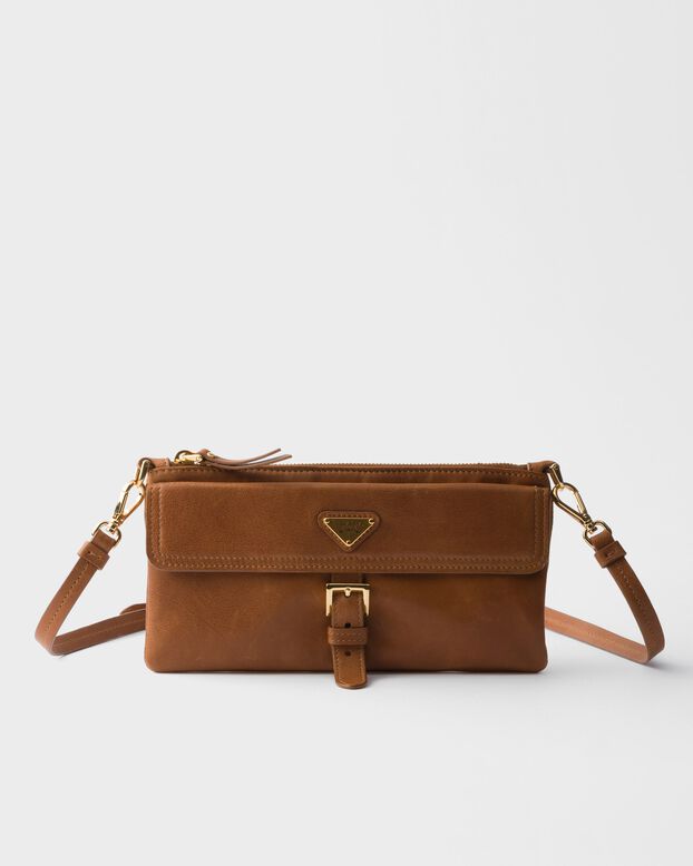 Nappa leather wallet with shoulder strap, , hi-res