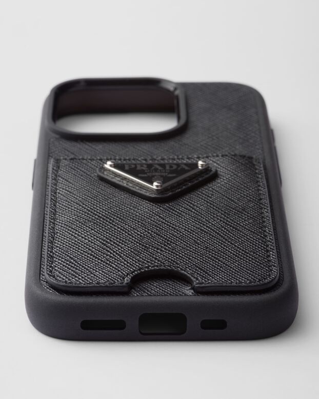 Saffiano leather cover for iPhone 15 Pro, , hi-res